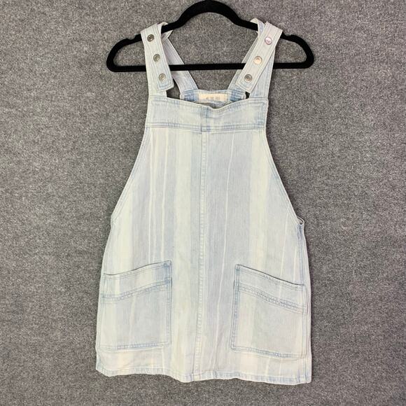 Free People We The Free Adjustable Straps Light Wash Denim Overall Mini Dress XS - Picture 1 of 8